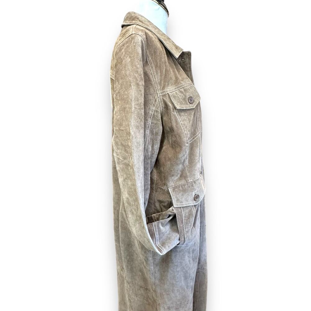 Vintage Boutique Europa Leather Trench Coat EVC Western Tombstone 90s - Picture 8 of 12